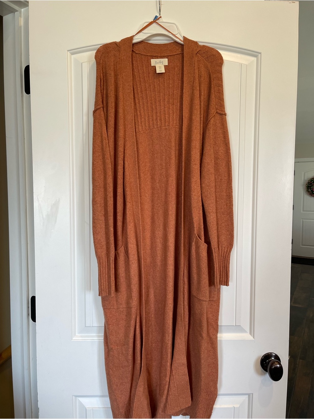 Kensie Ribbed Knit Cardigan - Rust - Picture 3 of 3
